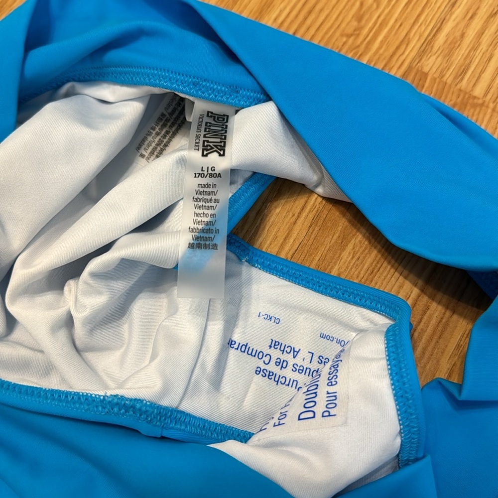 NWT ✨ Aqua Blue 2 piece swimwear set from PINK - Top size M / bottoms size L - Picture 9 of 11